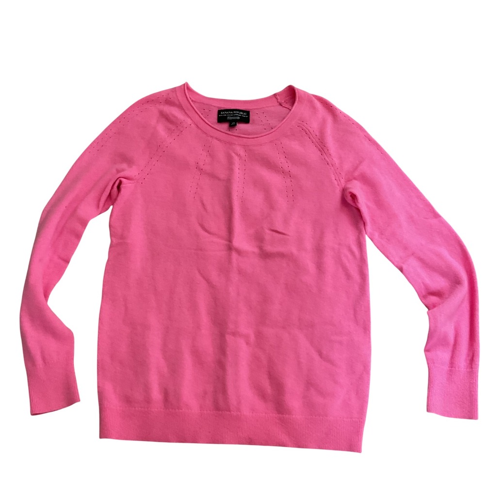 Banana Republic Womens Pink Italian Superloft Filpucci Pointelle Sweater XS